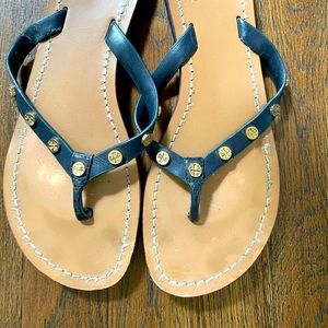 Tory burch navy leather sandal size 8